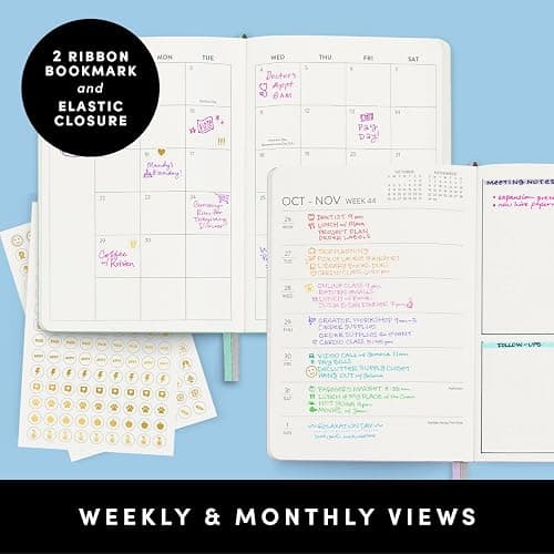 PAPERAGE 2026 Weekly & Monthly Planner, 12 Months (January 2026 - December 2026), 5.6 in x 8 in, Hardcover 2026 Planner with Weekly & Monthly Spreads, Note Pages, Stickers & Back Pocket – Black thumbnail 3
