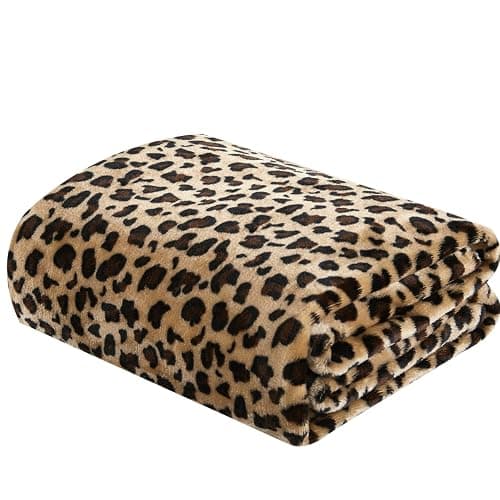 DREAMLANDING Fleece Throws For Sofa Bed Chair Soft Colorful Oversized, Decorative Ultra-Plush Throw Blanket (130x150cm, Cheetah) thumbnail 2