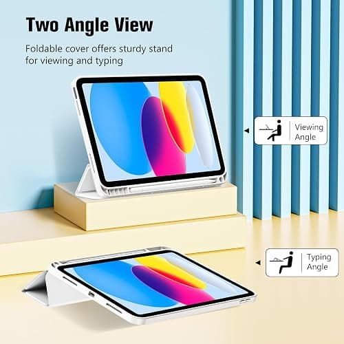 ProCase for iPad A16 11th/10th Generation Case with Pencil Holder -CloudWht | 11 Inch 2025/10.9 Inch 2022, a16 iPad Case 11 10 Gen Cover with Pen Holer, Hybrid Soft TPU Back, Touch ID, Auto Wake/Sleep thumbnail 4