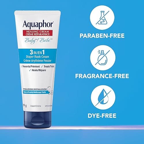 Aquaphor Baby Healing Diaper Rash Cream for Baby's Sensitive Skin, 15% Zinc Oxide Cream, Non Sticky, Fragrance Free, Hypoallergenic Diaper Rash Treatment, Recommended by U.S. Pediatricians, 99g - Diaper Cream thumbnail 4