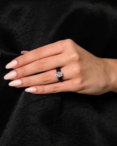 Rinfit Silicone Ring with Stone - Oval Cut Cubic Zirconia Solitaire Engagement Ring for Women - Rubber Wedding Bands - Patented Design thumbnail 9