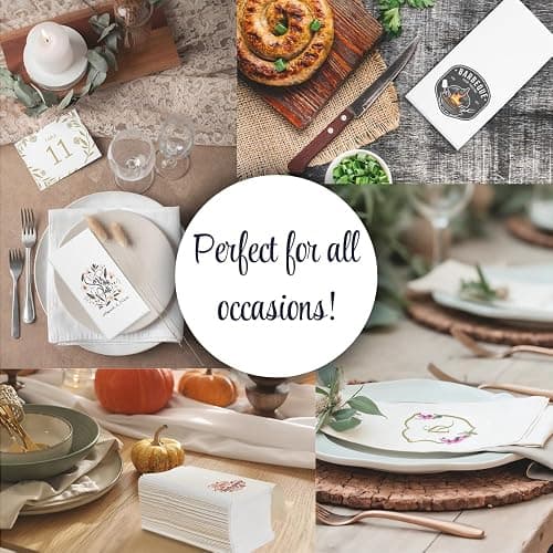 Custom Dinner Napkins – Personalized Napkins (Linen-Like) for Weddings, Parties & Events – Upload Your Logo or Text – White or Ivory – 25, 50 or 100 Pack – Queen of Cards thumbnail 7