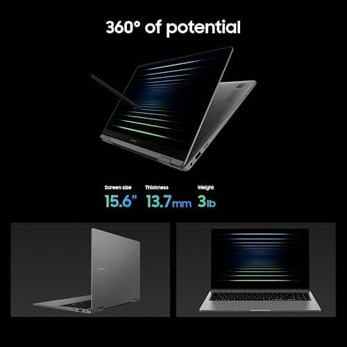 Samsung 15.6" Galaxy Book5 360 Copilot+ PC, AI Business Laptop, Windows 11 Pro, Intel Core Ultra 5 Processor 226V, FHD AMOLED Touchscreen, 16GB/512GB, 2025 Model, NP754QHA-KA1US, Gray thumbnail 5