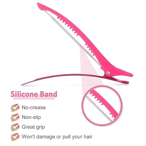 AIMIKE 12pcs Hair Clips Set - No Crease Duck Billed Clips with Silicone Band for Styling, Cutting, and Sectioning Salon Hair thumbnail 3