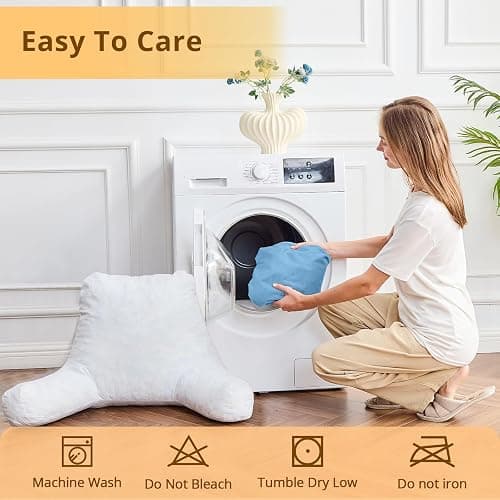 Sasttie Reading Pillow, Velvet Back Pillow for Bed Sitting Up, Adult Back-Rest Support Cushion with Arms for Sit Up on Couch, Sofa, and Floor, Dorm Essentials, Reading Accessories, Blue thumbnail 8
