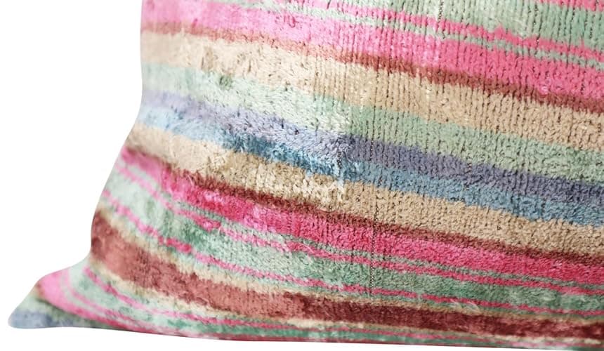 CANVELLO Handmade Velvet Decorative Pillow 16" x 24" | Premium Down Feather Fill, Earth-Tone Stripe Pattern, Hidden Zipper Closure thumbnail 7