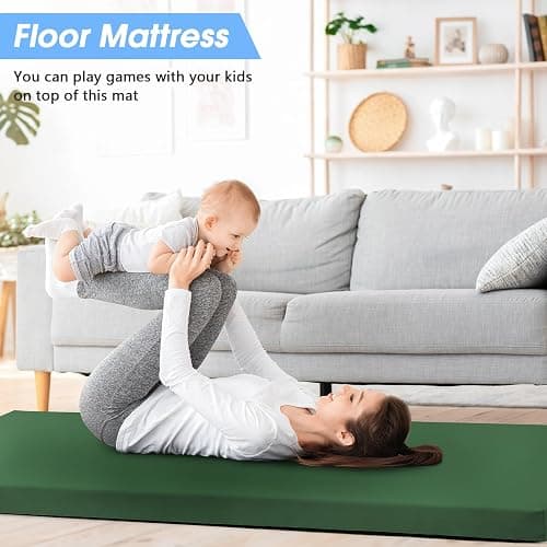 CYMULA Memory Foam Camping Mattress Pad,3inch Sleeping Pad for Camping,Non-Slip Bottom Floor Cot Car Mattress Bed with Retaining Portable Roll up Mattress Pad Mat for Travel Truck Guest Bed Tent thumbnail 7