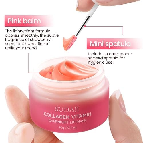 SUDAJI Collagen Lip Mask, Hydrating Lip Balm, Lip Moisture with Hyaluronic Acid & Vitamins E, A- Overnight Sleeping Nourishing Lip Butter Balm for Dry Lips 0.7 Oz​​ thumbnail 5