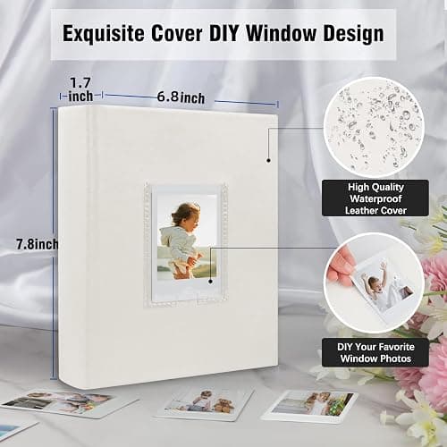 Photo Album for Fujifilm Instax Mini Camera, 180 Pockets Photo Album with Writing Space for Polaroid, Leather Cover, 2x3 Photo Album for Instax Mini 12 11 9 40 8 7 Evo LiPlay Instant Camera (White) thumbnail 2