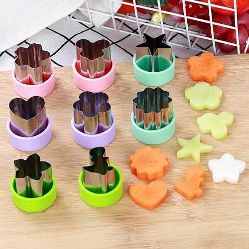 Vegetable Cutter Shapes Set (8 Pack) – 1.5" Stainless Steel Mini Cookie & Fruit Cutters for Kids, Bento Lunch, Sandwich, Fondant, Cheese, Baking & Food Prep thumbnail 2