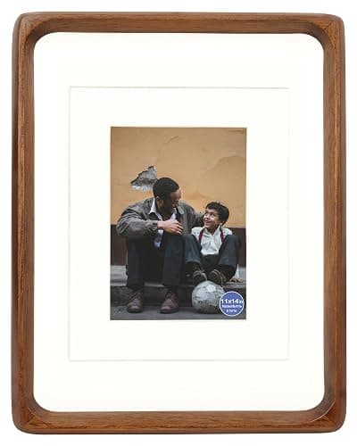 XKIILH 11x14 Picture Frames Walnut Solid Wood with Real Glass Vertical Horizontal Standing Display Photos 5x7/8x10 with Mat or 11x14 Without Mat Lovely Gift for Desk Tabletop Wall Mount H14 - Image 1