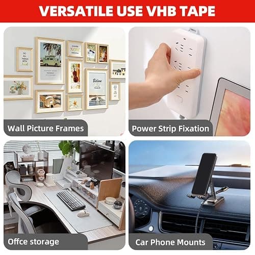 3M Double Sided Tape,1in X 9.85ft Heavy Duty Removable Mounting Tape | White Sticky Foam Tape for Wall, Picture Hanging Strips, Poster Hanger, Waterproof Adhesive Strips for LED Light thumbnail 6