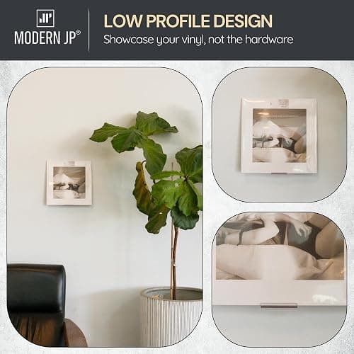Modern JP Adhesive Vinyl Wall Mount (4-Pack) – Strong Hold Record Holder Wall, Record-Safe Easy Installation, Album Wall Mount for 1LP and 2LP – Clear thumbnail 4
