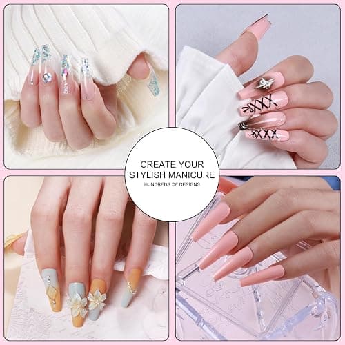 Acrylic Nail Kit with Everything: Beginners Set with Drill - Professional Acrylic Powder Glitter Monomer False Tips Top Base Coat Starter Kit - Full Decorations Nail Supplies for Nail Extensions Gift thumbnail 9