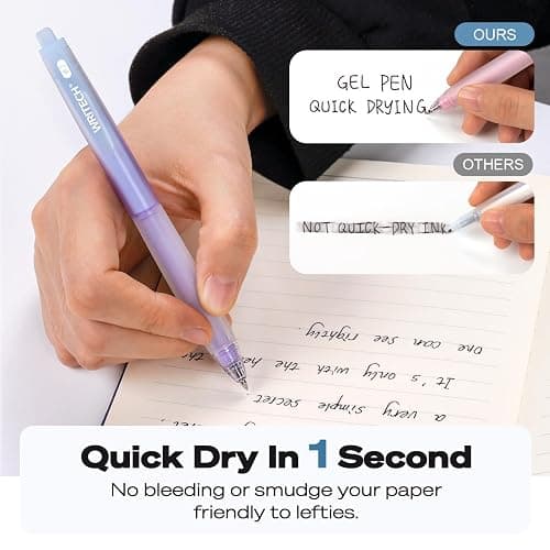 WRITECH Retractable Gel Ink Pens: 0.7mm Fine Point Black-Ink Aesthetic Gradient Color Barrel Soft Grip Medium Point Pen 5ct with 5 Refills for Journaling Smooth Writing Quick-dry No Bleed thumbnail 5