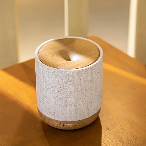 ZmarKraft Essential Oil Diffuser 200ml with Fabric Cover and Night Lamp | Ultrasonic Aroma Diffuser | Humidifier w Lights | Room Decor | Small Humidifier for Bedroom | Gift (Light Brown) thumbnail 6