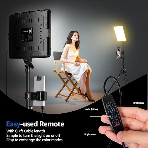 1-Pack LED Video Light Kit, NiceVeedi Photography Lighting Kit, 2800-6500K Dimmable Studio Light with Tripod Stand & Phone Holder, 73" Stream Light for Video Recording, Game Streaming, YouTube thumbnail 6