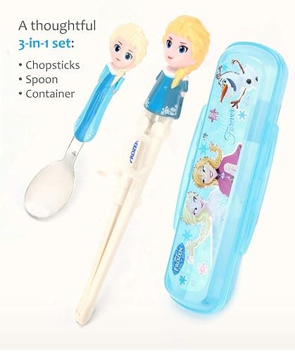 Frozen Queen Elsa Kids Children Spoon Training Chopsticks Flatware Utensil Cutlery Dinnerware Tableware Set with Case, 3 pieces thumbnail 8