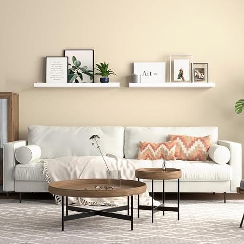 Boswillon 23.6 Inches Long Floating Shelves, 2 Set Modern White Wall Shelf for Bedroom, Nursery Book Shelf with Lip, Picture Ledge Shelf for Living Room, Bathroom, Kitchen thumbnail 5