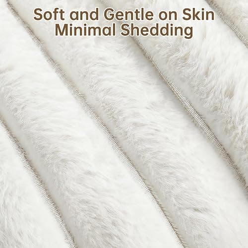 Vhen When Donut Dog and Cat Bed, Luxurious Comfortable Faux Rabbit Fur Pet Beds, Round Anti-Anxiety Calming Puppy Kitten Bed with Anti-Slip Bottom for Small Medium Dogs & Cats(20", White) thumbnail 3