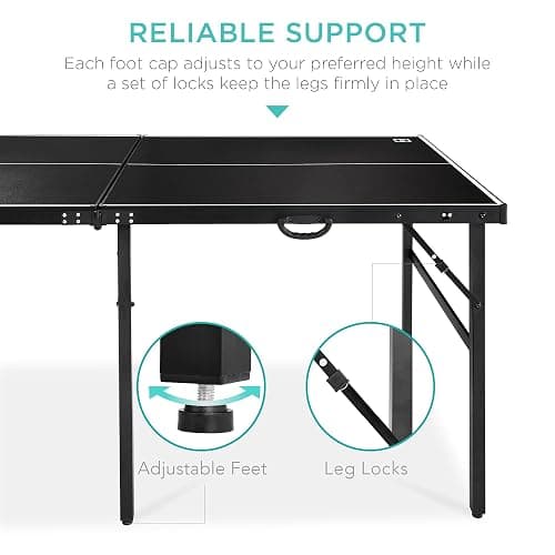 Best Choice Products 6x3ft Portable Ping Pong Table, Mid-Size Folding Indoor Outdoor Table Tennis w/ 2 Paddles, 4 Balls Included, Carrying Bag thumbnail 6