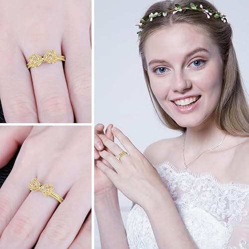 JewelryPalace 14k White Yellow Rose Gold Plated 925 Sterling Silver Rings for Women, Cubic Zirconia Promise Rings for Her, Stackable Wedding Bands Rings for Women Infinity Forever Love Knot Ring thumbnail 5