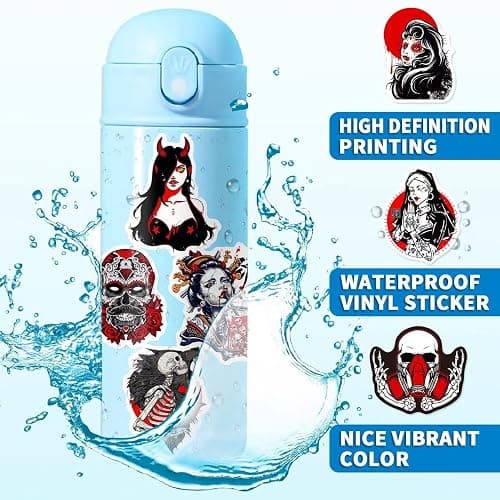 200 Pcs Horror Goth Decor Stickers Bulk.Goth Accessories.Cool Skull Horror Stickers Pack for Adults Mens Teens Girls.Dark Halloween Gothic Stickers Decals for Car,Water Bottles Kindle thumbnail 6