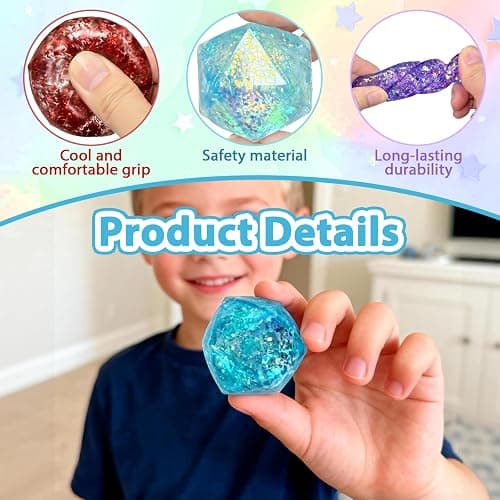 Gold Powder Series 3Pcs Sensory Fidget Set with Stress Cube - Diamond, Polygon & Ice Cube Fidget Toy, Stress Relief for Adults, Anxiety & Autism Aid, Stocking & Party Filler Toys(polygonone) thumbnail 2