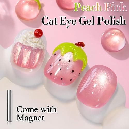 Double Rhythm 0.5 OZ Cat Eye Gel Polish with Magnet 15ML Holographic Glitter Shimmer Translucent Jelly Color Magnetic Nail Polish Salon DIY at Home (Fruit Purple Pink-MC1206) thumbnail 2