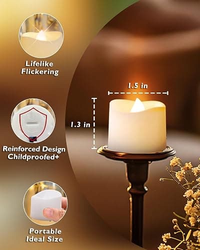Homemory 24Pcs Flickering Flameless Candle Battery Operated, 200+Hours Fake Electric LED Tea Lights for Votive, Centerpiece Table Decorations, Wedding, Aniversary, Halloween, Christmas thumbnail 5