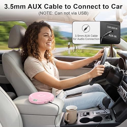 Gueray CD Player Portable with Earphones, CD Discman AUX Cable for Car Home | Personal Discman CD player,PROG memory, CD-R/RW MP3/WMA, Anti-skip shockproof protection, A-B repeat,LCD display thumbnail 4