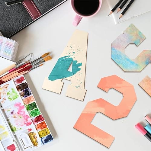 Wooden Letters 8 Inch, Big Wooden Letter M Shape Cutout Vintage Sports Style Unfinished Wood Alphabet Letters for Wall Decor Nursery Name Painting Crafts Party Room Home Decoration thumbnail 2