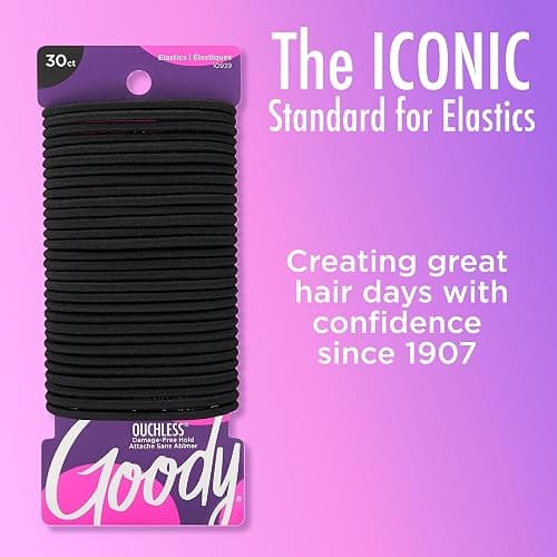 Goody Ouchless Elastic Hair Ties, 30 Ct, Black, 4MM Rubber Bands, Pain-Free | Hair Styling Accessories for Women & Men, Made for Long-Lasting Braids, Ponytails & More, No Pull or Damage, All Hair Types thumbnail 11