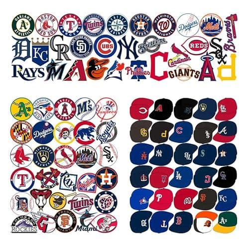 AcAliA 100 Pcs Sports Stickers,Baseball Stickers,Baseball Team Logo Stickers,Baseball Cap Stickers,Hydroflask Bottles Waterproof Vinyl Stickers(100L) - Image 1