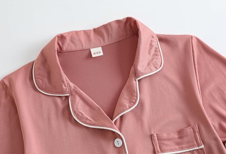 Vopmocld Unisex Kids Button Down Pajama Sets Short Sleeve & Shorts Solid Color Teens Outfit with Pockets Lounge Sets thumbnail 3