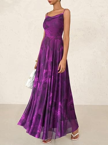 BTFBM Women Summer Floral Maxi Dresses Elegant Spaghetti Strap Dress Printed Party Dress Beach Long Dresses thumbnail 6