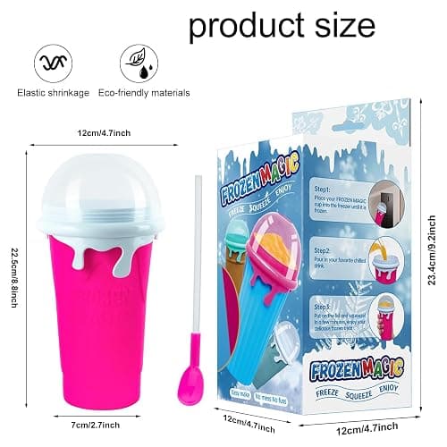 Slushie Maker Cup 2Pcs, 500ml Slushy Cup Silicone Slushy Maker Cup Quick Frozen Smoothies Squeeze Cooling Cup for Milk Shake, Fruit Juice, Cola thumbnail 2