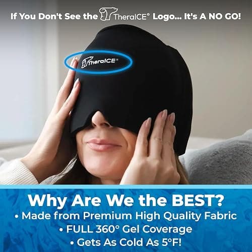 TheraICE Headache Relief Cap, Migraine Ice Pack Mask Products, Women Cooling Gel Hat, Face Cold Compress Head Wrap for Her Stress. Great Birthday Gift for Mom, Sister, Grandma, Girlfriend, & Teacher thumbnail 7
