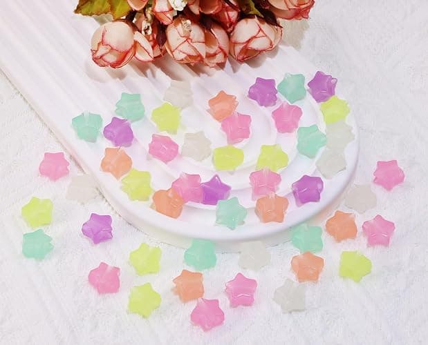 Tupalizy 100PCS Glow in The Dark Star Beads Pendant Colored Acrylic Pony Beads for Bracelets Jewelry Making Necklaces Hair Braids Earring Keychains DIY String Craft Projects Party Decor Gifts, 13mm thumbnail 5