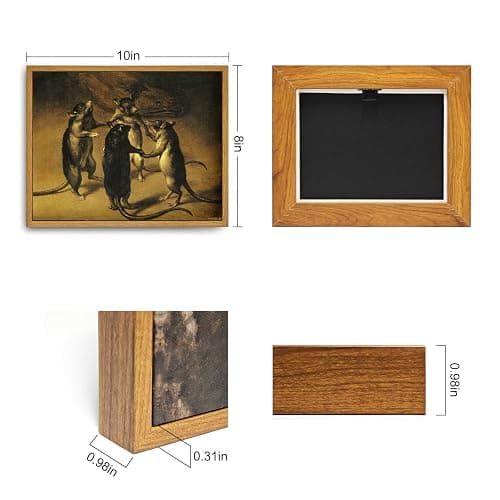 Roslynity Framed Canvas Wall Art Vintage Print Paintings Weird Renaissance the Dance of the Rats Animals Retro Antique Aesthetic Artwork for Home Living Room Bathroom Wall Decor (8"x10") thumbnail 2