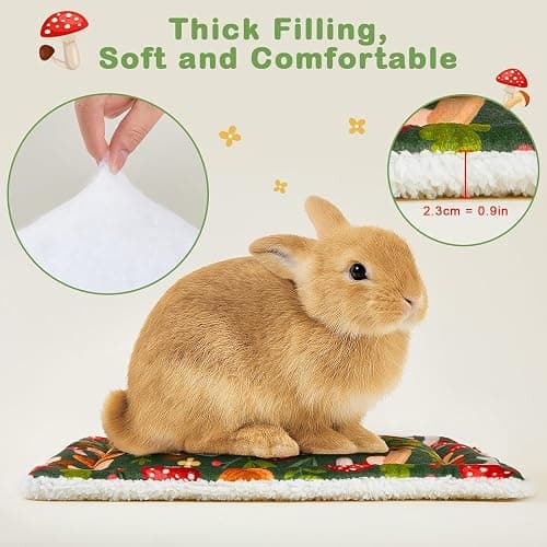 Glittme 2Pcs Bunny Bed Rabbit Bed for Indoor Cage Soft Guinea Pig Bed Fleece Mat Pad Warm Small Animal Bedding Accessories for Hamster Ferret Washable Non-Slip Rabbit Hide House Liner thumbnail 4