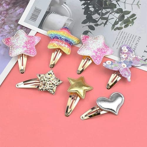 8 Pairs/16 Pack Hair Clips for Girls, Gingbiss Butterfly Metal Snap Hair Clips, Cute Girls Barrettes Heart Shaped Hair Clips Accessories for Kids thumbnail 4