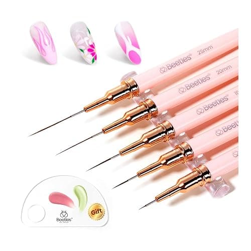 Beetles Nail Art Pens, 5pcs Nail Art Brushes Liner Brushes for Nails | 5pcs liner brush set with metal handle and size variety for long lines, detailed painting and nail art designs thumbnail 9