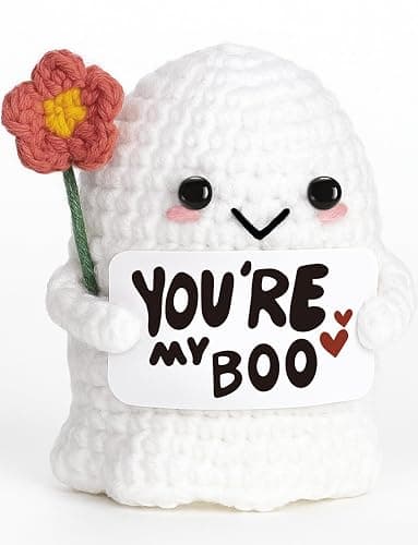 You're My Boo Crochet Ghost - Anniversary Love Birthday Gifts for Women Men Her Him Boyfriend Girlfriend, Fathers Day Card for Husband from Wife - Holiday Stuffers for Halloween Valentine Christmas - Image 1