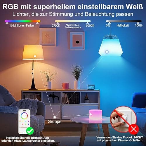 iLC LED RGBW Lampe E27 RGB+Warmweiß, Sync mit Musik farbwechsel Glühbirne mit APP, 16 Millionen Farben, 20 Modi thumbnail 5