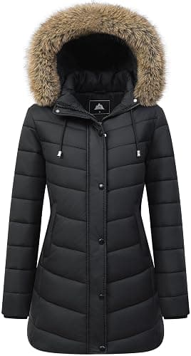 Pufflady Women's Long Winter Puffer Coat Thicken Fleece Lined Down Jacket | Windproof Parka Waterproof Puffer Outerwear with Removable Hood - Image 1