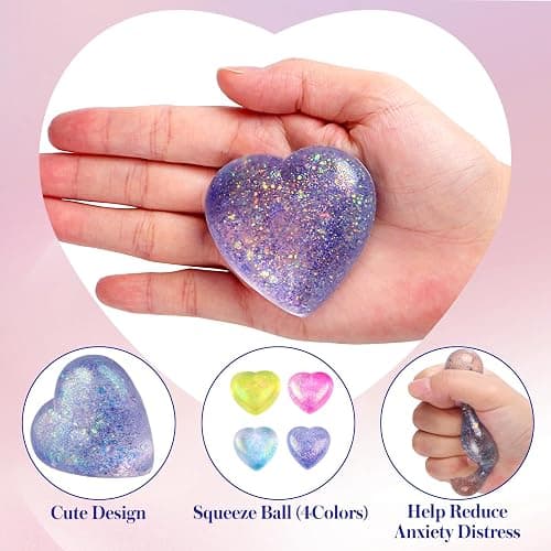 Heart Sugar Ball Stress Balls for Adults (Purple), Malt Sugar Ball Sensory Fidget Toys for Kids, Slow-Rise Squishy Sugar Stress Ball, Heart Shape Squeeze Toys for Stress Relief thumbnail 3