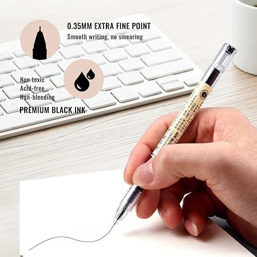 Penagic Japanese Ink Pen, 0.35 mm Fine Point, Black Gel, Extra Fine Tip, Korean School Stationery Supplies thumbnail 4