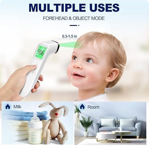 No-Touch Thermometer for Adults and Kids, Accurate Digital Baby Thermometer | 1s Fast Reading, Fever Alarm, Silent Mode, 35-Reading Memory, Forehead & Object Mode, AAA Battery Included, for Home & Clinic thumbnail 4