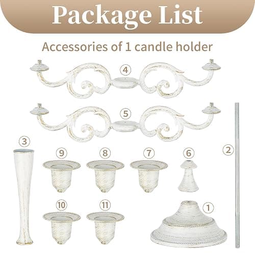 Sziqiqi Candlestick Holders Candle Holder - 5-Arms Candelabra White Candle Stick Stands for Taper Candles for Wedding Table Centrepieces Candlelight Dinner Party Christmas Mantel Decor thumbnail 8